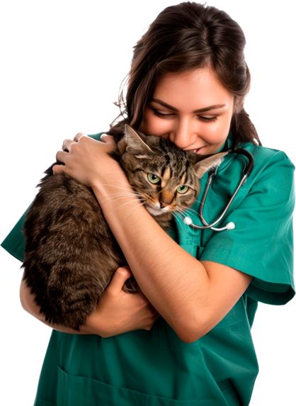 Veterinario sosteniendo un gato